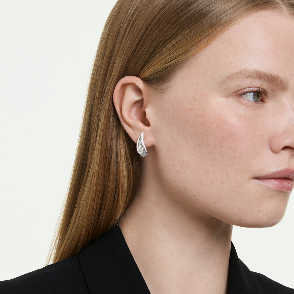 Pendientes Classica, Talla redonda, Blancos, Plata de ley