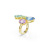 Anillo con motivo Gema, Tallas mixtas, Multicolor, Baño tono oro