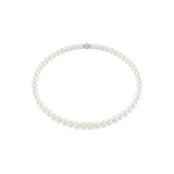 Collar Matrix, Perla de cristal, Blanco, Baño de rodio