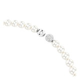 Collar Matrix, Perla de cristal, Blanco, Baño de rodio