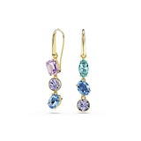 Pendientes Gema, Diseño asimétrico, Tallas mixtas, Multicolores, Baño tono oro