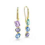 Pendientes Gema, Diseño asimétrico, Tallas mixtas, Multicolores, Baño tono oro