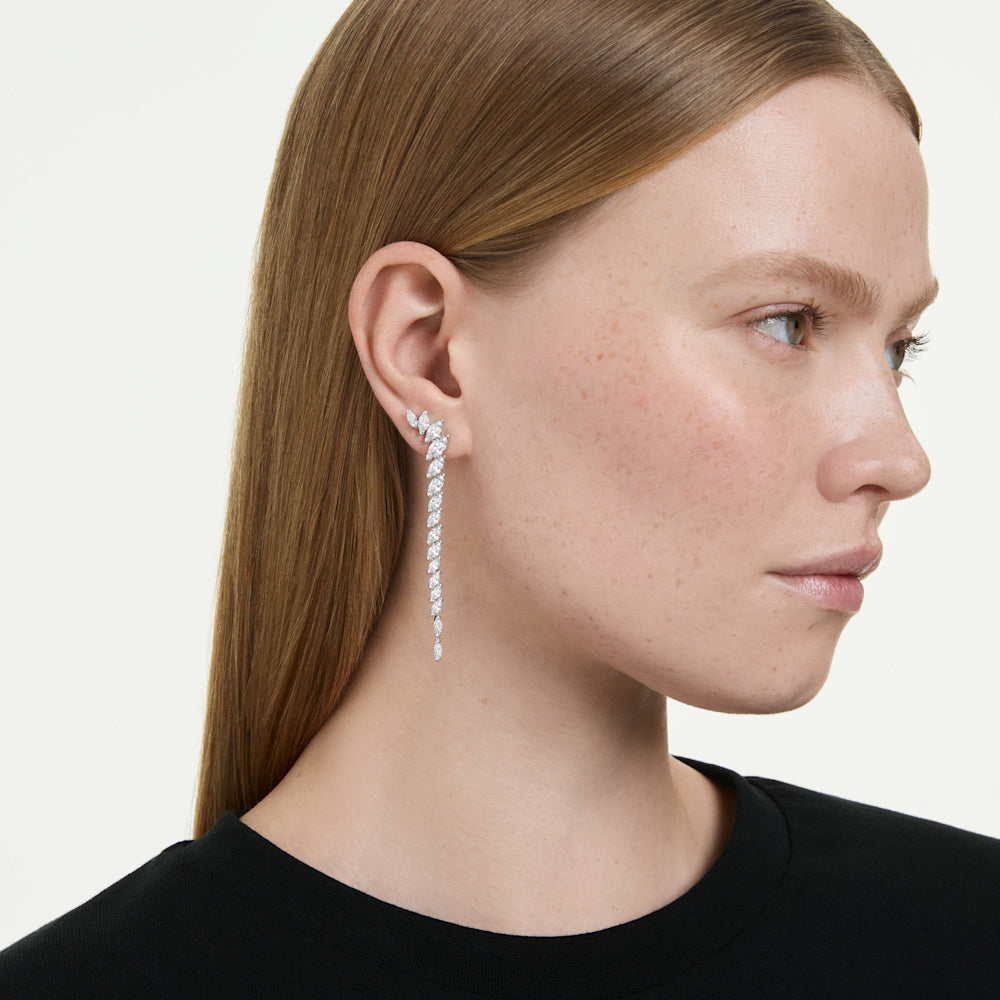 Pendientes Mesmera, Talla marquisa, Blancos, Baño de rodio