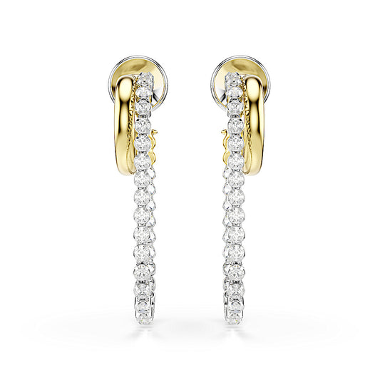 Pendientes Hyperbola, Talla redonda, Blancos, Combinación de acabados metálicos