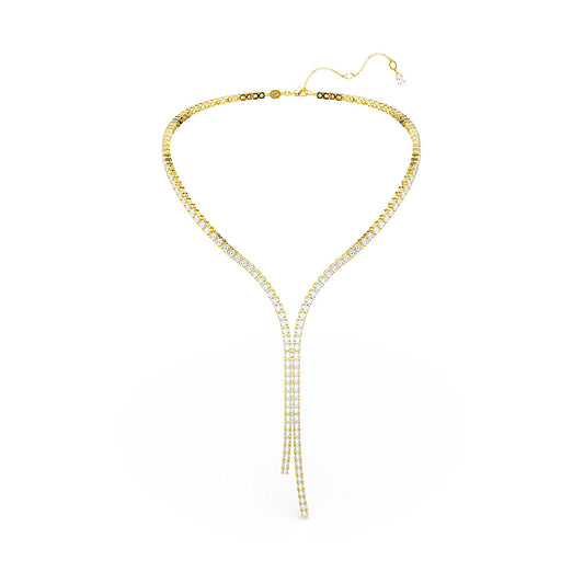 Collar en Y Matrix, Talla redonda, Blanco, Acabado en oro de 18 quilates