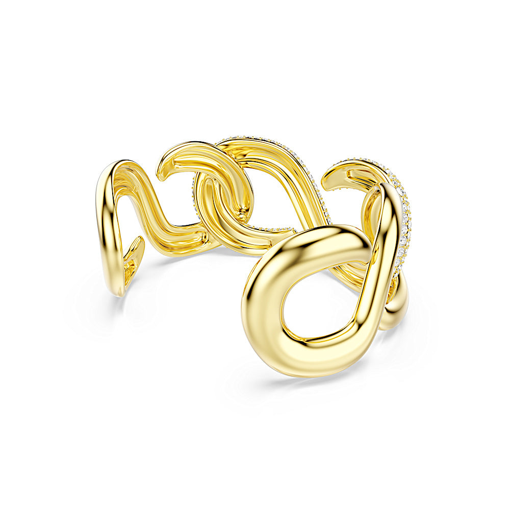 Brazalete Dextera, Talla redonda, Blanco, Baño tono oro