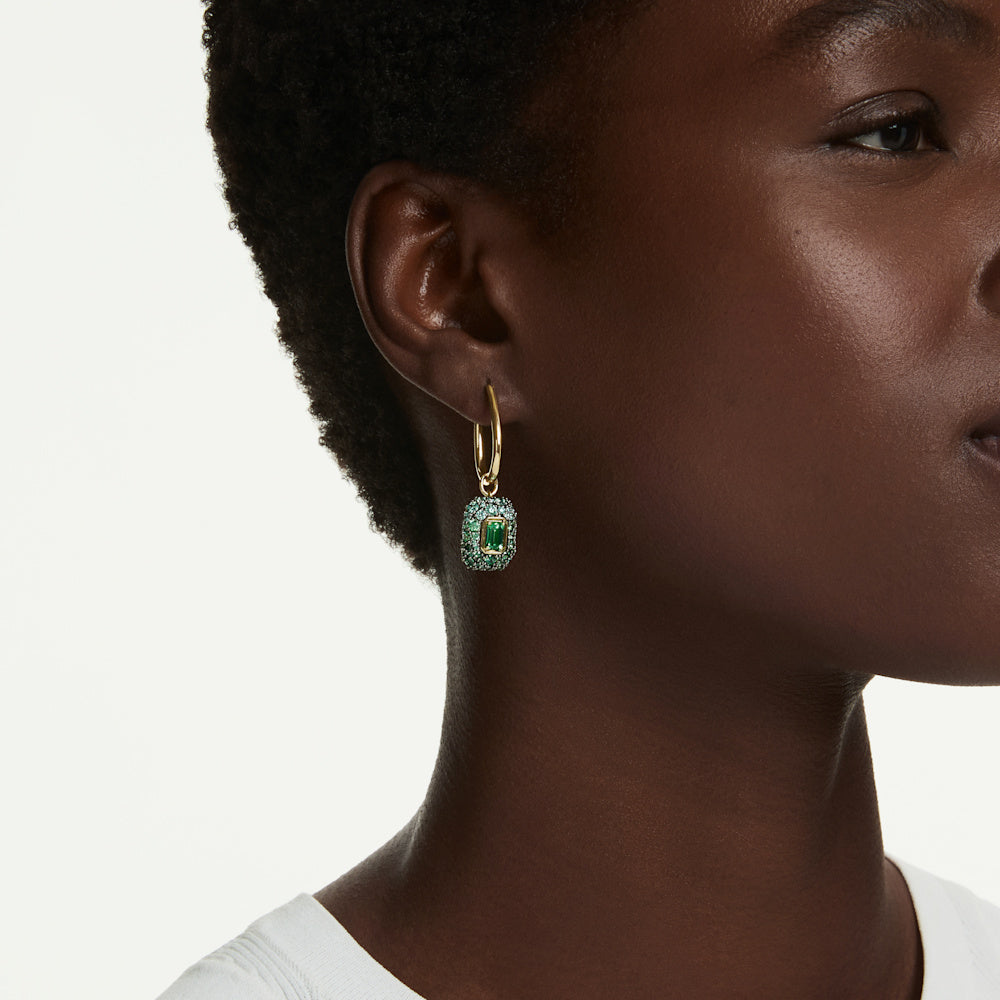 Pendientes Sublima, Talla octogonal, Verdes, Acabado en oro de 18 quilates
