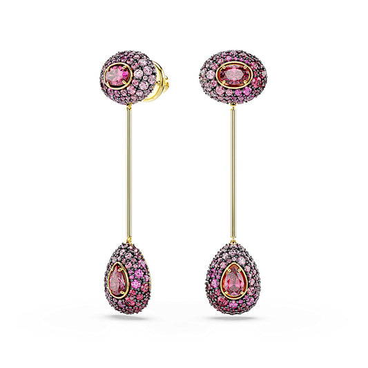 Pendientes Sublima, Talla pera, Rojos, Acabado en oro de 18 quilates