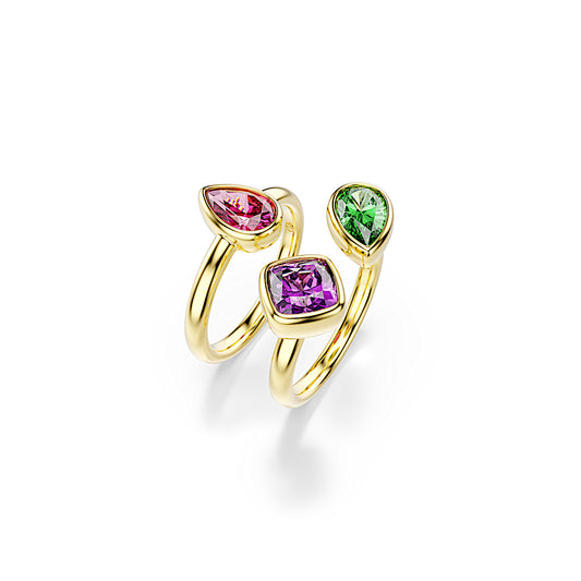 Anillo de cóctel Imber, Conjunto (2), Tallas mixtas, Multicolor, Acabado en oro de 18 quilates