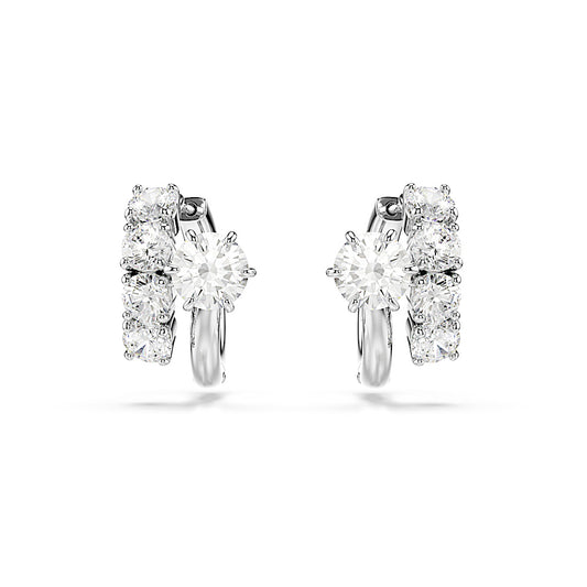 Pendientes de aro Matrix, Talla redonda, Blancos, Baño de rodio