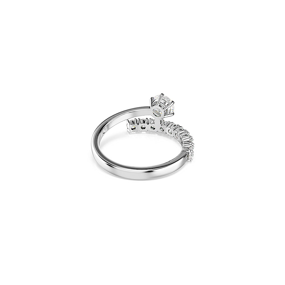 Anillo abierto Matrix, Talla redonda, Blanco, Baño de rodio