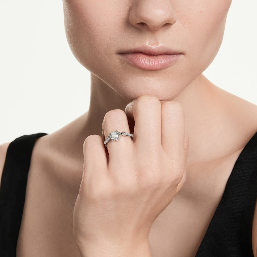 Anillo Chroma, Tallas mixtas, Estrella, Blanco, Baño de rodio