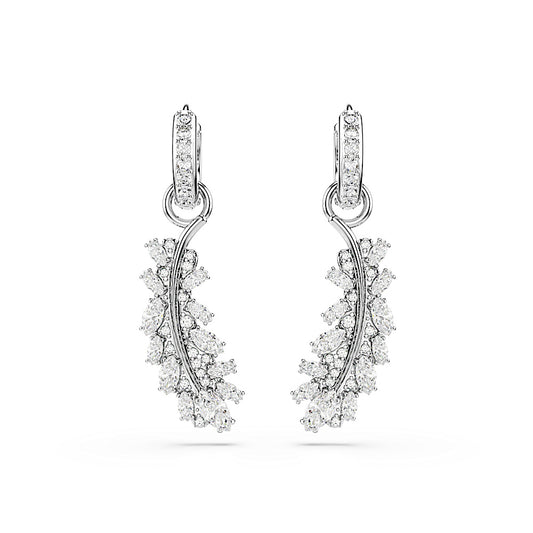 Pendientes Vienna, Tallas mixtas, Pluma, Blancos, Baño de rodio