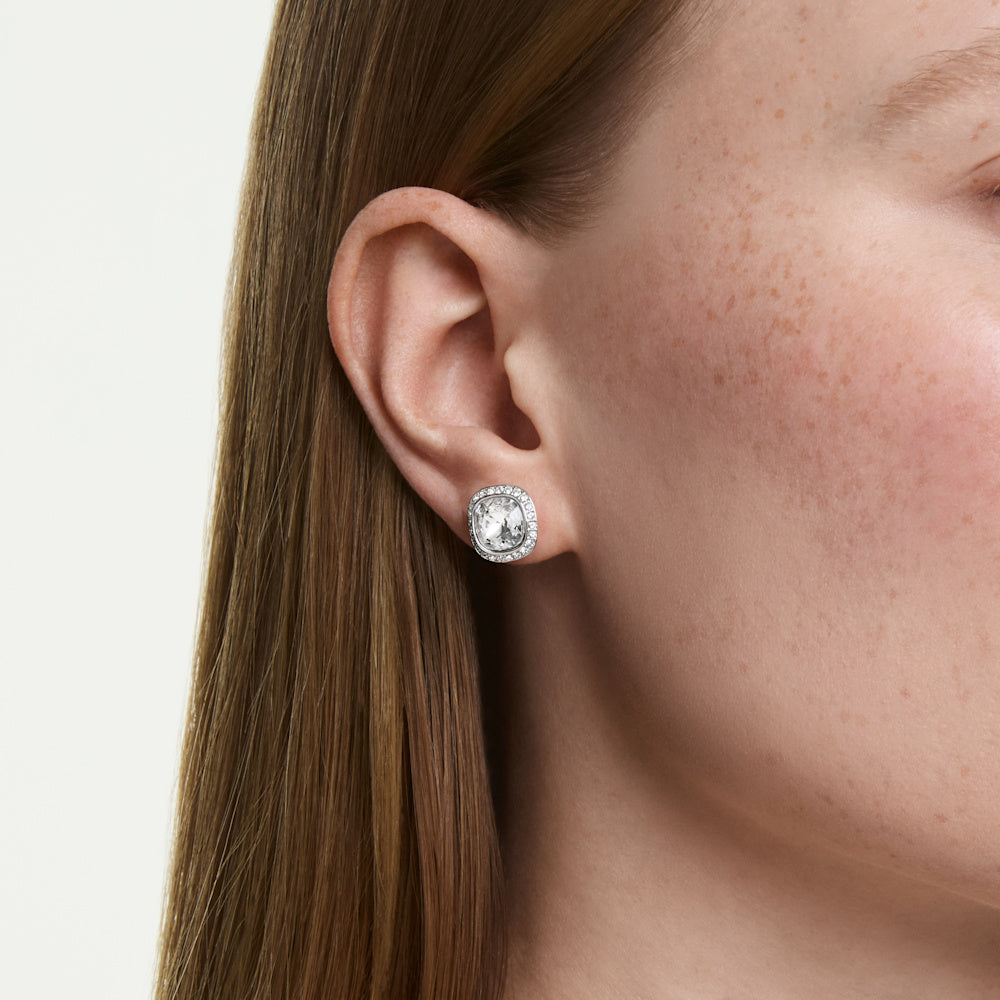 Pendientes Una Angelic, Talla cojin, Blancos, Baño de rodio