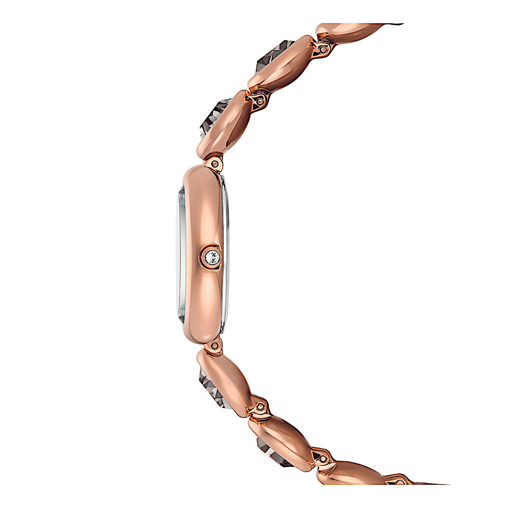 Reloj Imber oval, Fabricado en Suiza, Brazalete de metal, Negro, Acabado tono oro rosa