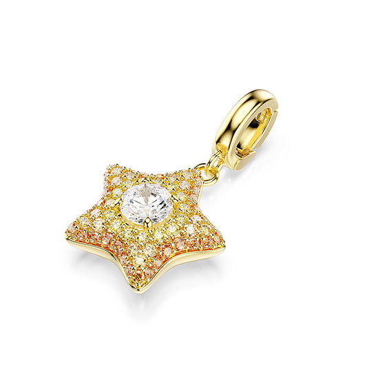 Charm Sublima, Talla redonda, Estrella, Amarillo, Acabado en oro de 18 quilates