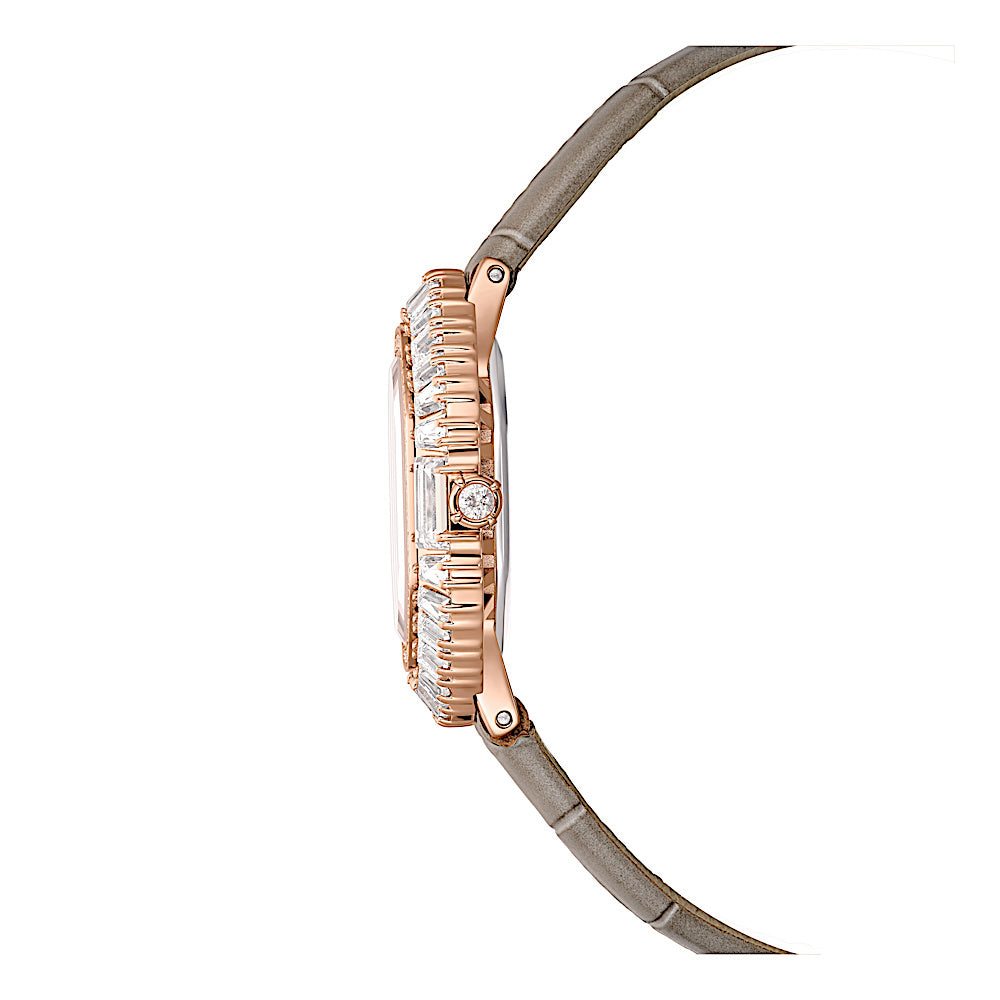 Reloj Matrix octagon, Correa de piel, Beige, Acabado tono oro rosa