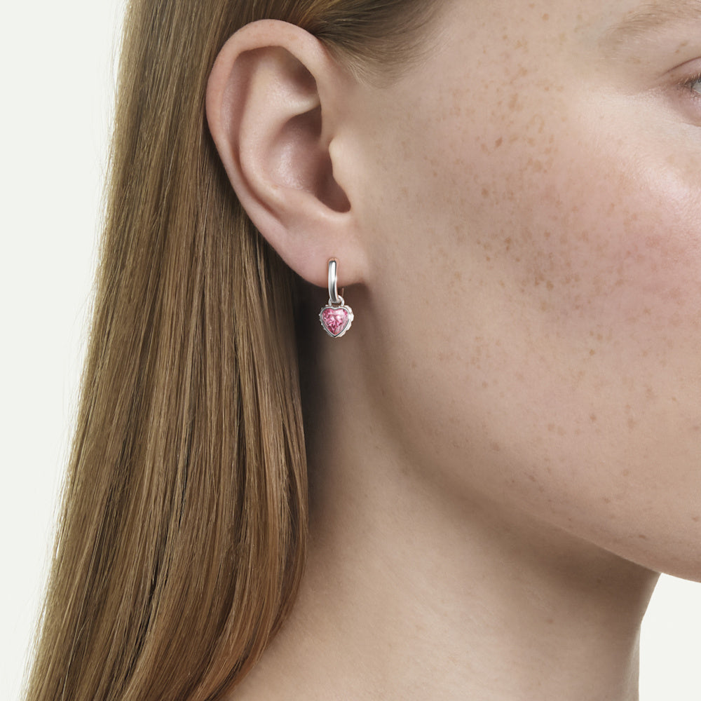 Pendientes Chroma, Corazón, Rosas, Baño de rodio