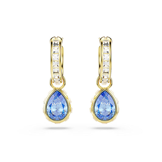 Pendientes Chroma, Talla pera, Azules, Acabado en oro de 18 quilates