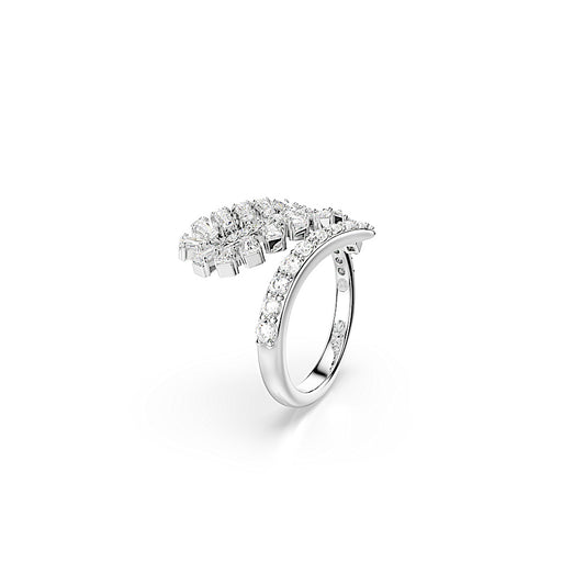 Anillo abierto Vienna, Tallas mixtas, Pluma, Blanco, Baño de rodio