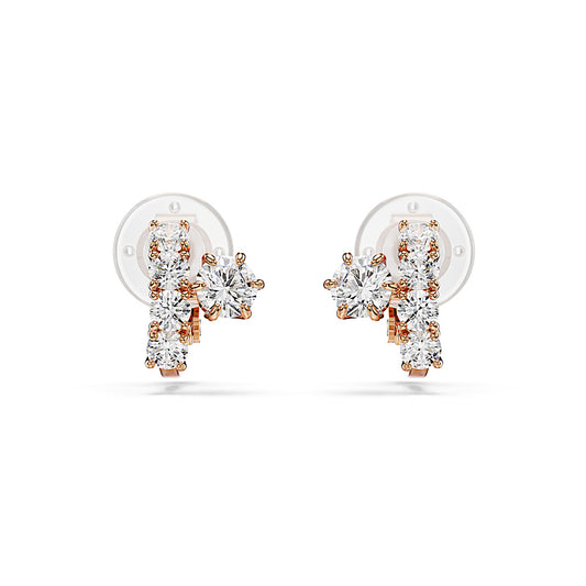 Pendientes de clip Matrix, Talla redonda, Blancos, Acabado en oro rosa de 18 quilates