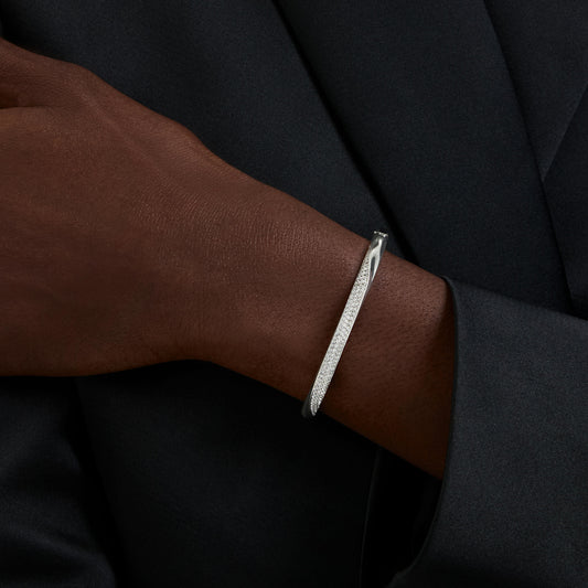 Brazalete Classica, Talla redonda, Blanco, Plata de ley