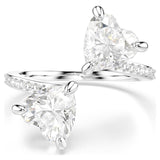 Anillo abierto Mesmera Attract Talla de corazón, Pavé, Corazón, Blanco, Acabado en tono plateado