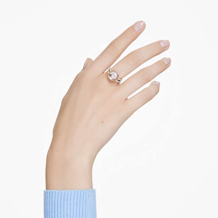 Anillo ChromaTalla cojin, Multicolor, Baño tono oro