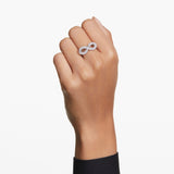 Anillo de cóctel Hyperbola, Símbolo del infinito, Blanco, Baño de rodio