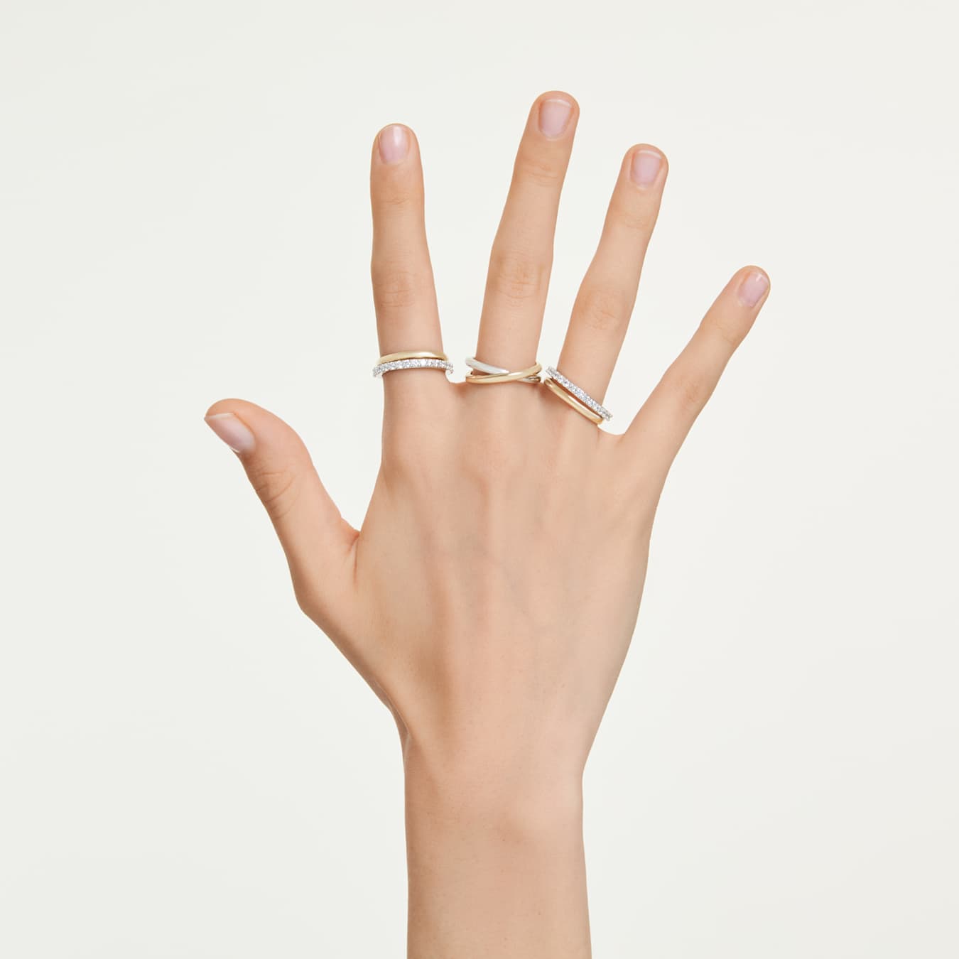 Anillo de cóctel Hyperbola Talla redonda, Blanco, Combinación de acabados metálicos