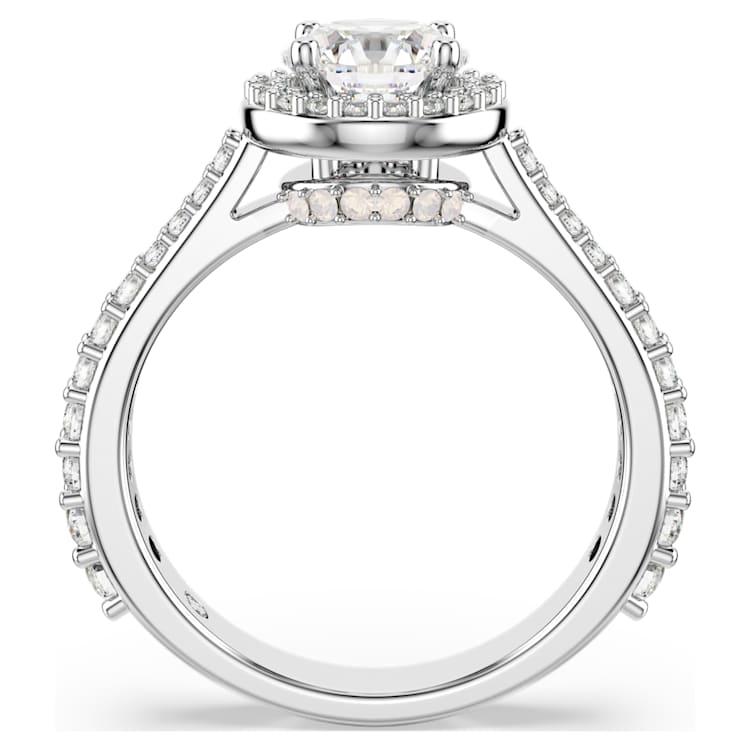 Anillo Una Angelic Talla redonda, Blanco, Acabado en tono plateado