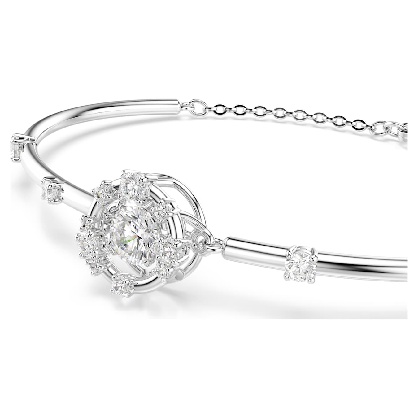 Brazalete Constella Talla redonda, Dancing Stone, Blanco, Baño de rodio