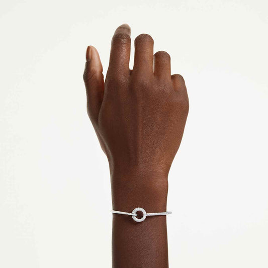 Brazalete Dextera Talla redonda, Blanco, Baño de rodio
