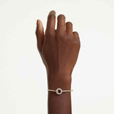 Brazalete Dextera Talla redonda, Blanco, Baño tono oro