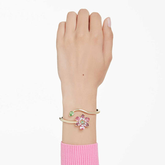 Brazalete Idyllia Tallas mixtas, Flor, Multicolor, Baño tono oro