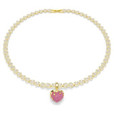 Charm Idyllia Talla redonda, Corazón, Rosa, Baño tono oro