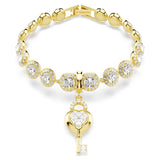 Charm Idyllia Tallas mixtas, Corazón con llave, Blanco, Baño tono oro