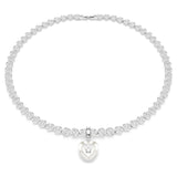 Charm Idyllia Tallas mixtas, Revestimiento en color perla, Corazón, Blanco, Baño de rodio