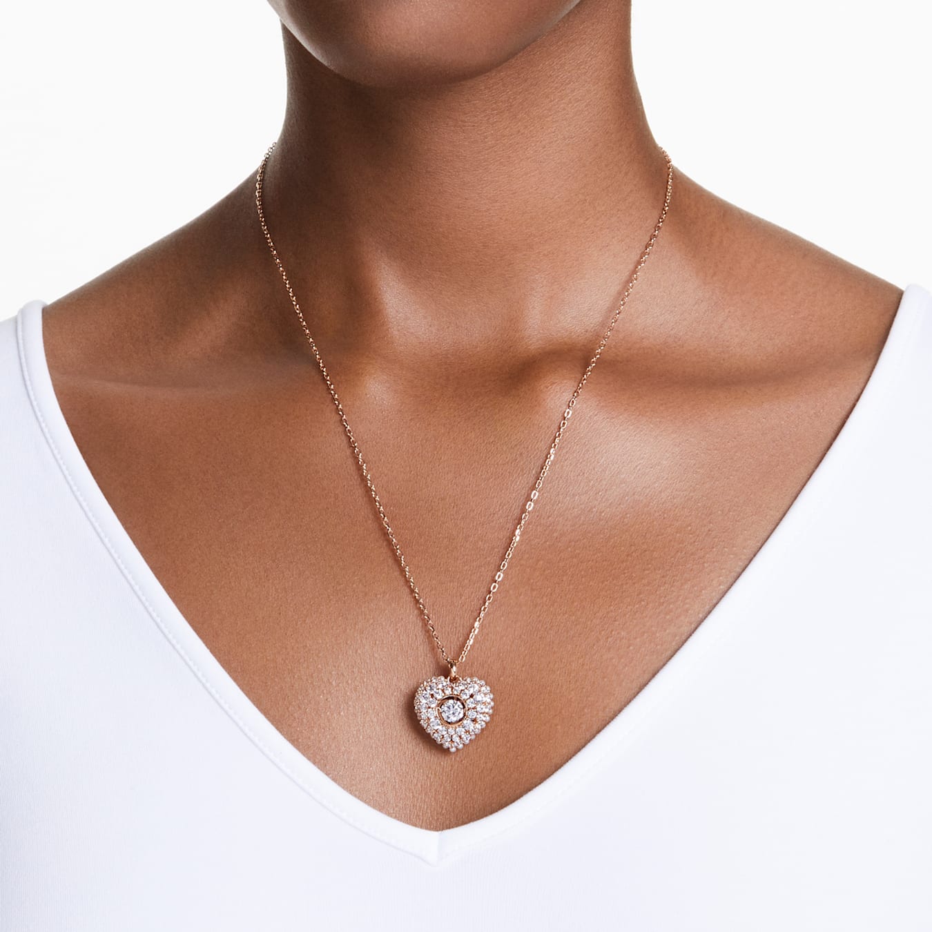Colgante Hyperbola, Corazón, Blanco, Baño tono oro rosa