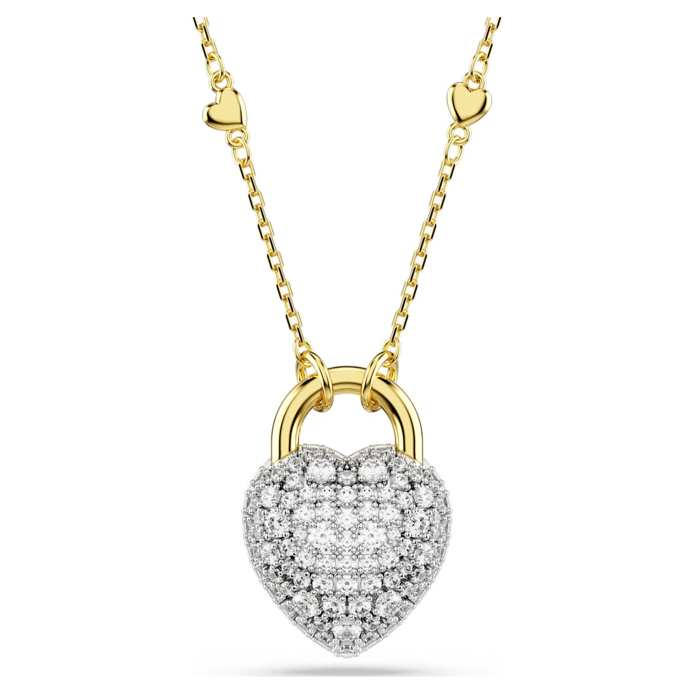 Colgante Idyllia Tallas mixtas, Corazón, Blanco, Baño tono oro