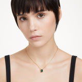 Colgante Stilla, Talla rectangular, Verde, Baño tono oro