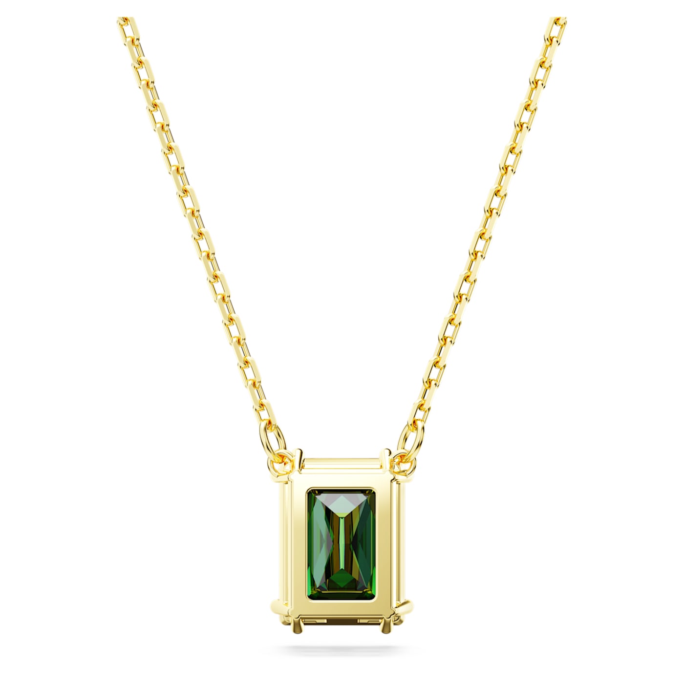 Colgante Stilla, Talla rectangular, Verde, Baño tono oro