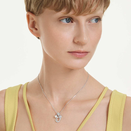 Colgante Symbolica Crystal Pearl, Talla redonda, Pavé, Herradura, Blanco, Baño de rodio