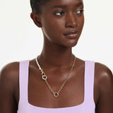 Collar Idyllia Perla de cristal, Blanco, Baño tono oro