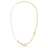 Collar Idyllia Perla de cristal, Blanco, Baño tono oro