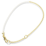 Collar Idyllia Perla de cristal, Blanco, Baño tono oro