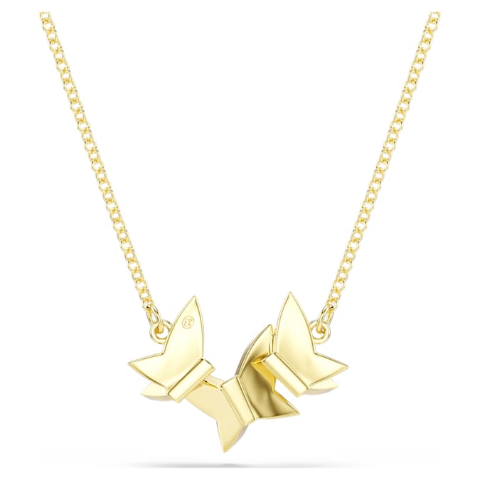 Collar Idyllia Lilia Mariposa, Blanco, Baño tono oro
