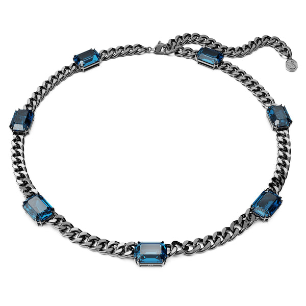 Collar Millenia, Talla octogonal, Azul, Baño de rutenio