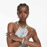 Collar Tennis Chroma Talla octogonal, Multicolor, Baño tono oro