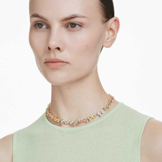 Collar Tennis Gema Tallas mixtas, Multicolor, Baño tono oro